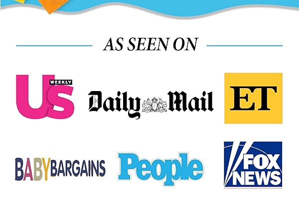 Colorful confetti cannons and media logos as seen on ET, Daily Mail, People, Fox News, Us weekly