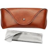 Portable Leather Glasses Case,Flexible Sunglasses Pouch Slim Case for Women Men Horizontal Eyegla...