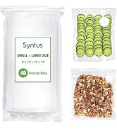 Syntus 40 Reusable Vacuum Sealer Bags for Food, 8" x 10" and 12" x 13" (S+L) Food Storage Zipper ...