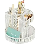 Annova Mesh Desk Organizer Rotate with 6 Compartments Round Spinning Tidy Candy/Pen Holder Desk A...