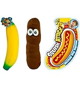 JA-RU Stretchy Banana, Poopster & Hot Dog. Sensory Toys (3 Pack) Stress Relief Toys | Fidget Toys...