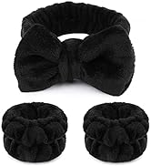 WSYUB Makeup Headbands, 1pcs Black Spa Headband Fluffy Bow Tie Headband Microfiber Face Headband,...