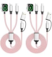 Aerolite? Travel Essentials,Pink 3 in 2 Multi Charging Cable for iWatch Charger/IP/USB C,2-Pack 4...
