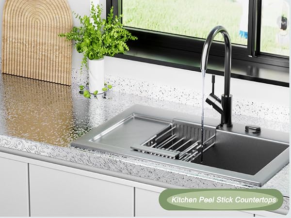 Silver Contact Paper Stainless Steel Metallic Wallpaper Peel Stick Oil Proof Waterproof Sticker