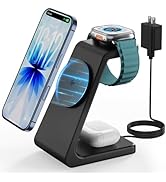 Magsafe Wireless Charging Station for iPhone: 3 in 1 15W Magnetic Portable Desktop Charging Stati...