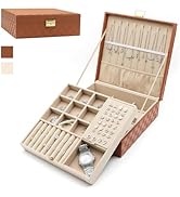 Jewelry Organizer Box, Jewelry Box Organizer for Women Girls, 2 Layers Large Leather Jewelry Stor...