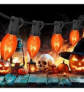 PASUTO Halloween Decorations C7 Orange Halloween Lights with 27Pcs Clear C7 Light Bulbs (2 for Sp...