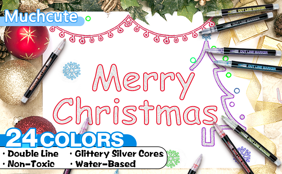 Glitter Outline Markers 24 Colors