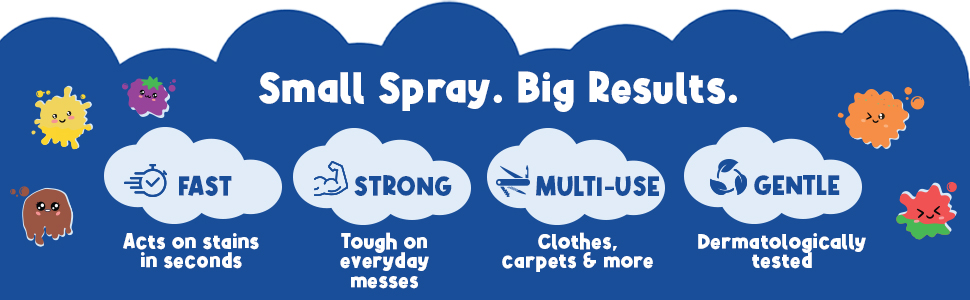 Fast acting stain treater spray and stain remover for carpets and everyday muddy footprint stains