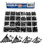 NINDEJIN M2 M3 M4 M5 Hex Socket Head Cap Screw Bolts Nuts and Washer Assortment Kit, 1060PCS Blac...