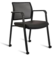 CLATINA Stacking Office Chair with Wheels, Mesh Back Waiting Room Guest Chairs with Arms Comforta...