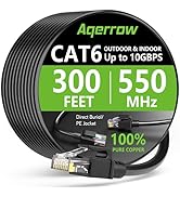 Aqerrow Cat 6 Ethernet Cable 300 FT, 10Gbps Ethernet Cable, High Speed UV Resistant, Direct Buria...