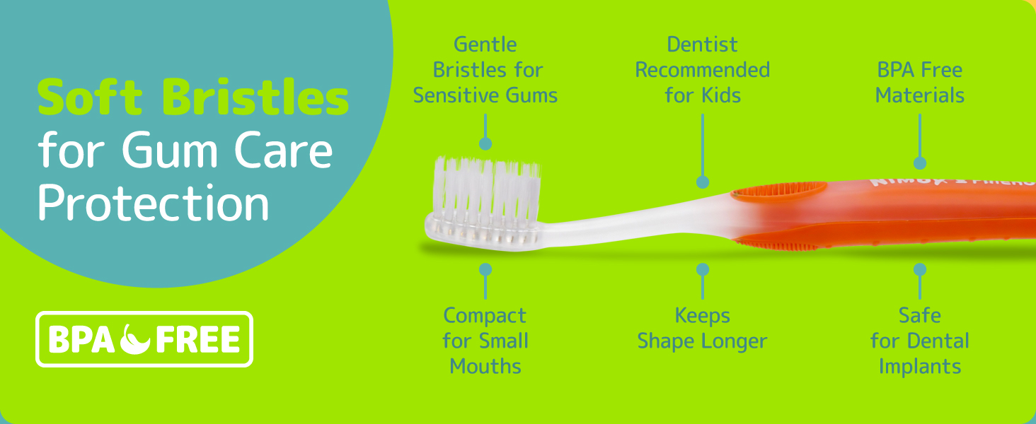 gum care protection toothbrush with single end tapered bristles make of vegan material