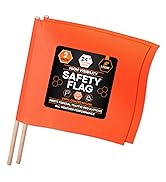 Xpose Safety Orange Safety Flags, 18” x 18” Square Warning Flags with 24” Wooden Staff, 2-Pack fo...