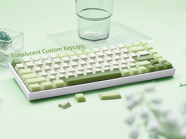 Womier PBT Keycaps Green, Jade Keycaps 60 75 100 Percent, Translucent Key caps Custom