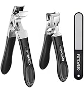 Nail Clippers for Seniors, Wide Jaw Fingernail Clippers and Angled Head Toenail Clippers for Thic...