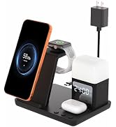 Wireless Charger for iPhone, 6in1 Fast Phone Charger Stand Dock Alarm Clock Night Light, Wireless...