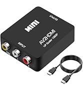 Qufoidium AV to HDMI Converter, RCA to HDMI Converter, 1080P Mini Composite CVBS Audio Video Adap...