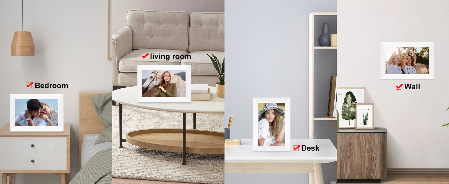 electronic photo frame can automatically rotate photos horizontally .