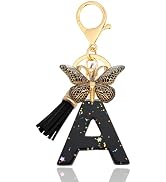 ANHBKAR Initial Letter Keychain, Butterfly Keychain Cute Resin, Initial Keychain Backpack Charms,...