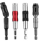 Pivoting Drill Bit Holder Set- 4Pcs Magnetic Swiveling Bits Tip Extension, 1/4 Inch Hex Shank Qui...