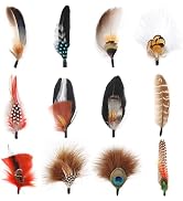 FeelfunFeather Hat Feathers, 12PCS Assorted Natural Real Feathers for DIY Western Cowboy Hats,Okt...