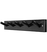 SKOLOO Wooden Wall Mounted Coat Rack,16'' Hole to Hole, 5 Pegs Bamboo Wall Hook for Hanging Cloth...