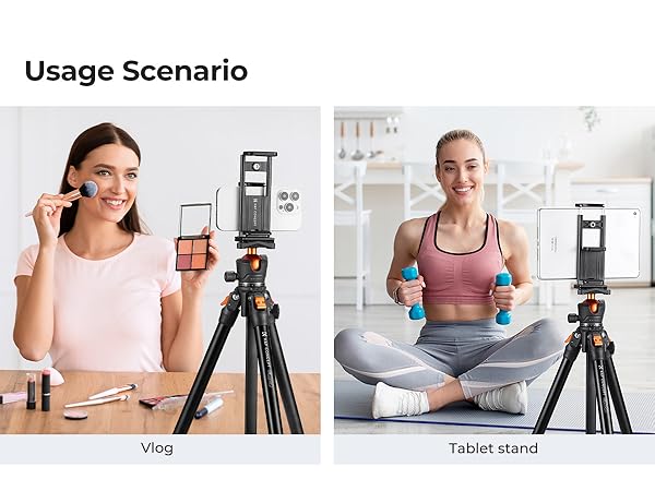 63" Aluminum Travel Tripod for Camera with Phone Holder