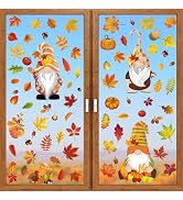 Fall Gnome Window Clings, 93Pcs Thanksgiving Gnome Clings Fall Leaves Window Decals Stickers for ...