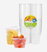 Tashibox 48 Pack Plastic Deli Containers with 54 Lids (16 & 32 oz 24 Each) - Food Storage Contain...