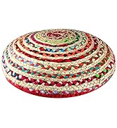 COTTON CRAFT Jute Floor Pillow - Boho Rustic Meditation Accent Throw Pillow - Handwoven Braided N...