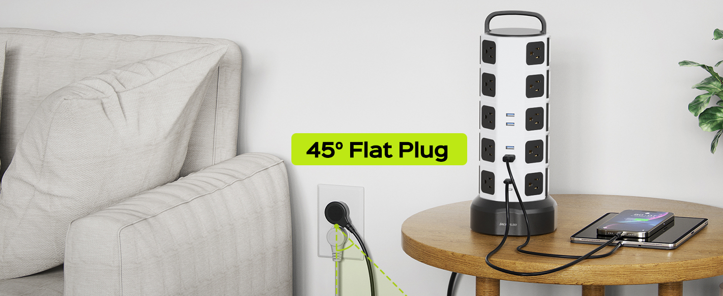 45° flat plug Power Strip