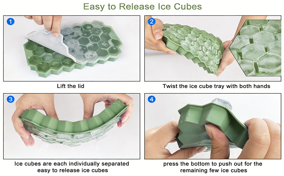 Ice Cube Trays Silicone Ice Cube Mold with Lid-37 Grid