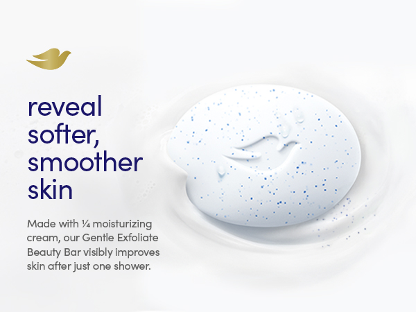 Beauty Bar on a creamy texture background with softer, smoother skin benefit messaging