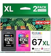 67XL Ink Cartridges Black/Color Combo Pack Remanufactured for HP Ink 67 67XL to Use with HP Deskj...