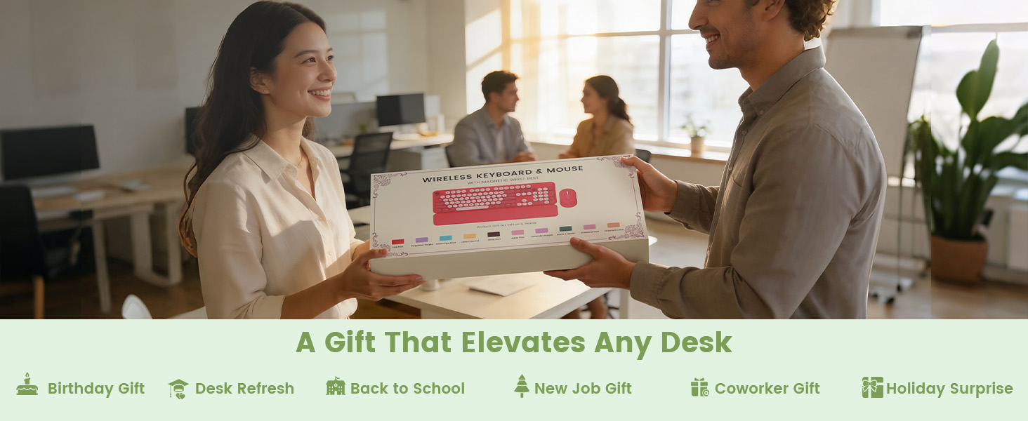 Sablute wireless keyboard and mouse combo presented as a thoughtful desk gift.