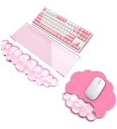Keyboard Stand with Wrist Rest and Mouse Pad, Acrylic Keyboard Riser, Pink | Gel Cloud Keyboard W...