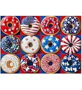 Patriotic Donuts 500 Piece Puzzles for Adults - American Flag Theme, with Vibrant Red, White & Bl...
