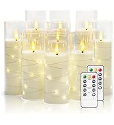 Nimiko Flickering Flameless LED Candles,Battery Operated Candles 9 Pcs with Embedded Star String,...