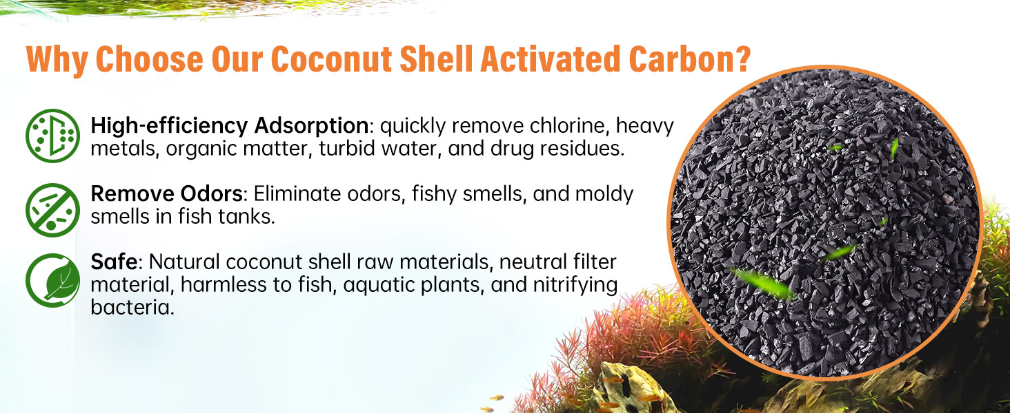 hygger Aquarium Carbon Filter Media Premium Activated Carbon for Fish Tank Filter