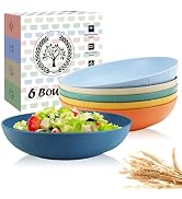 Homienly Pasta Bowls¦65 oz Large Salad Bowls¦10 inch Serving Bowls Wheat Straw Plates Bowls Set o...