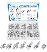 Yinpecly 72PCS M6 Motorcycle Battery Terminal Bolts and Nuts Kit | M6x10/12/14/16/18/20mm 304 Sta...