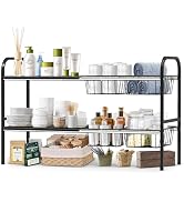 HADWER Expandable 2-Tier Under Sink Organizer, 8 Removable Plastic Boards, Tool-Free Installation...