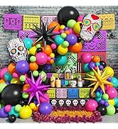 Jobkoo 135 Pcs Day of the Dead Balloon Arch Kit Dia De Los Muertos Decorations Colorful Balloons ...