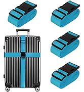 Luggage Straps for Suitcases TSA Approved Travel Belt 4 Pack by Chelmon(Sky Blue)