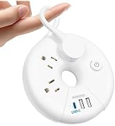 NTONPOWER Travel Power Strip with 3 USB Ports(1 USB C), 1 FT Wrapable Extension Cord Flat Plug, C...
