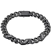 ChainsHouse Stainless Steel Cuban Link Bracelet for Men Women,Custom Engraved 1-6 Names,5mm/7mm/9...