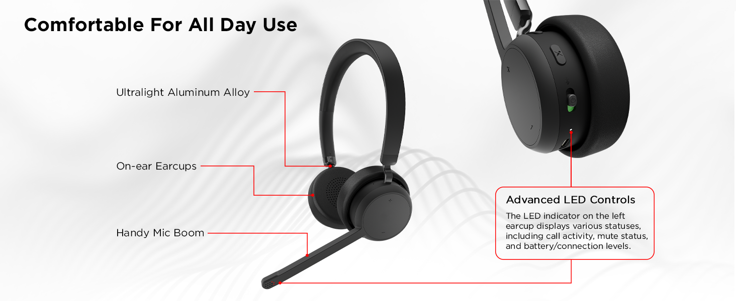 Lenovo Wireless Stereo Headset - Comfortable for all day use