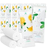 60 Hot or Cold Wrapped Moist Towels - 9'' x 9" Moist Towelettes Individually Wrapped Disposable F...