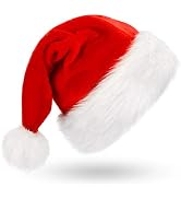 Christmas Hat, Santa Hat, Xmas Holiday Hat for Adults , Unisex Velvet Comfort Christmas Hats Extr...